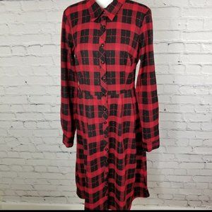 Modcloth large flannel checkered button up dress